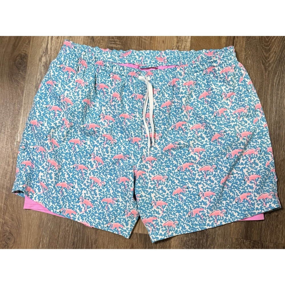 Chubbies The Domingos Are For Flamingos Lined Swim Trunks Suit -Men's XXL 5.5"